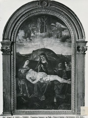 Alinari, Fratelli — Perugia - Pinacoteca Vannucci. La Pietà. (Piero di Cosimo e Bartolommeo della Gatta) — insieme
